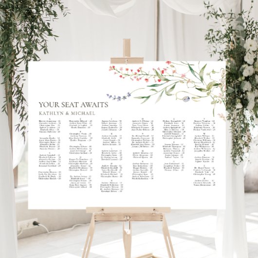 ワイルドフラワー ミニマル ウェディング アルファベット シーティング ポスター