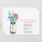 ワイルドフラワー&メイソンジャー ブライダルシャワー 招待状 (正面/裏面)