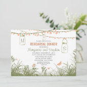 ワイルドフラワー、メイソンジャー & ライトのリハーサルディナー 招待状 (スタンド正面)