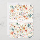 ワイルドフラワー メドウ ガーデン フローラル オータム ブライダル シャワー 招待状 (裏面)