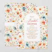 ワイルドフラワー メドウ ガーデン フローラル オータム ブライダル シャワー 招待状 (正面/裏面)