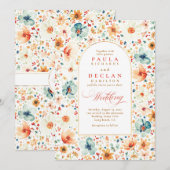 ワイルドフラワー メドウ ガーデン フローラル 秋 ウェディング 招待状 (正面/裏面)