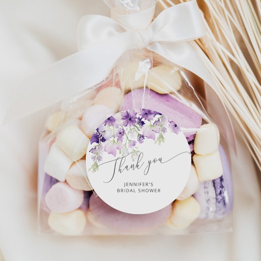 ワイルドフラワー ライラック パープル ブライダルシャワーのお favors ラウンドシール
