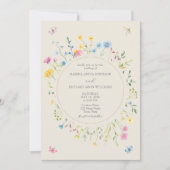 ワイルドフラワー ラスティック ボヘミア ウェディング 招待状 (正面)