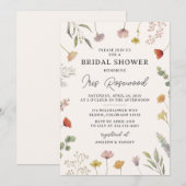 ワイルドフラワー ラスティック ボーホー ブライダルシャワー 招待状 (正面/裏面)