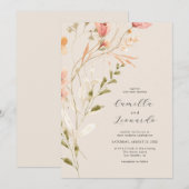 ワイルドフラワー ラスティック ワイルドフラワー ウェディング 招待状 (正面/裏面)