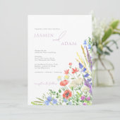 ワイルドフラワー ラベンダー モノグラム ウェディング 招待状 (スタンド正面)