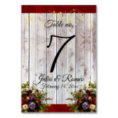 ワイルドフラワー、リボン&ライト – 赤 テーブルナンバー (裏面)