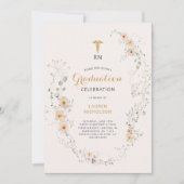 ワイルドフラワー リース 医学学位 卒業パーティー 招待状 (正面)