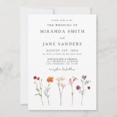 ワイルドフラワー レズビアン プライド フローラル フォト ウェディング 招待状 (正面)