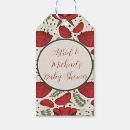 ワイルドフラワー レッド ポピー ベイビー シャワー ギフトタグ