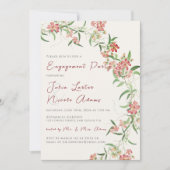 ワイルドフラワー ローズ スプリング ガーランド 婚約パーティー 招待状 (正面)