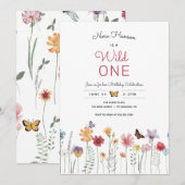 ワイルドフラワー ワイルドワン ファースト バースデー インビテーション (正面/裏面)