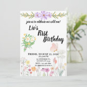 ワイルドフラワー ワイルドワン 1歳の誕生日 招待状 (スタンド正面)