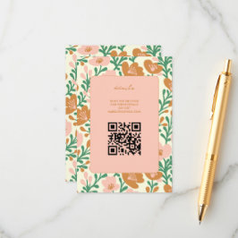 ワイルドフラワー ヴィネ ピンク グリーン カスタム ウェディング エンクロージャーカード