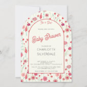 ワイルドフラワー 女の子のベビーシャワー 招待状 (正面)