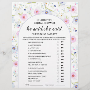 ワイルドフラワー 彼が言った 彼女が言った 結婚前のお茶会ゲーム チラシ