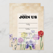 ワイルドフラワー 手書き記入 マルチパーパス 招待状 (正面/裏面)