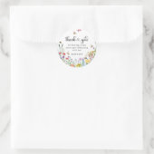 ワイルドフラワー&(昆虫)マルハナバチ子供の誕生日 ラウンドシール (バッグ)