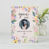 ワイルドフラワー 春の結婚式 オープンバー 犬 サイン カード (スタンド正面)