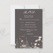 ワイルドフラワー 春 ブッシュ ピンク 花の結婚式 出欠カード (正面)