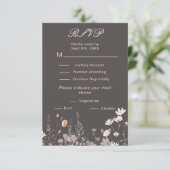 ワイルドフラワー 春 ブッシュ ピンク 花の結婚式 出欠カード (スタンド正面)