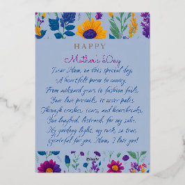 ワイルドフラワー - 母の日の傑作詩付き 箔シーズンカード