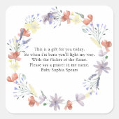 ワイルドフラワー – 祈りの言葉キャンドルラベル スクエアシール (正面)