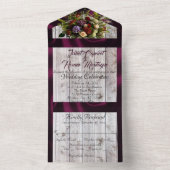 ワイルドフラワー、紫のリボンとライト オールインワン招待状 (内側)