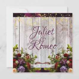 ワイルドフラワー、紫のリボンとライ結婚トの2 招待状