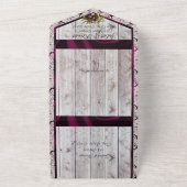 ワイルドフラワー、紫リボン、レース&ライト オールインワン招待状 (外側)