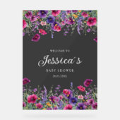 ワイルドフラワー、紫 – ピンクの花の赤ちゃんシャワー アクリルサイン (正面)