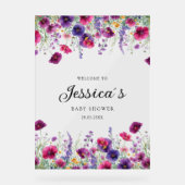 ワイルドフラワー、紫 – ピンクの花の赤ちゃんシャワー アクリルサイン (正面)