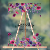 ワイルドフラワー、紫 – ピンクの花の赤ちゃんシャワー アクリルサイン (ニュートラル)