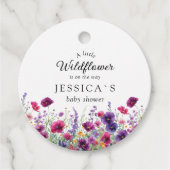ワイルドフラワー、紫 – ピンクの花の赤ちゃんシャワー フェイバータグ (正面)