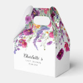ワイルドフラワー、紫 – ピンクの花の赤ちゃんシャワー フェイバーボックス (正面サイド)