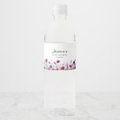 ワイルドフラワー、紫 – ピンクの花の赤ちゃんシャワー ペットボトルラベル (正面)