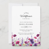 ワイルドフラワー、紫 – ピンクの花の赤ちゃんシャワー 招待状 (正面)