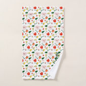 ワイルドフラワー 緑 白 赤 名前 バスタオルセット (ハンドタオル)