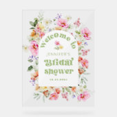 ワイルドフラワー 花のアーチ ブライダルシャワー ウェルカム アクリルサイン (正面)