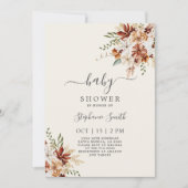 ワイルドフラワー 花のベビーシャワー 女の子 招待状 (正面)