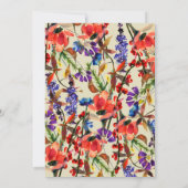 ワイルドフラワー 花の水彩画 ベージュのブライダルシャワー 招待状 (裏面)