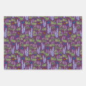 ワイルドフラワー&蝶ギフトラップ薄紫&緑 ラッピングペーパーシート (正面)