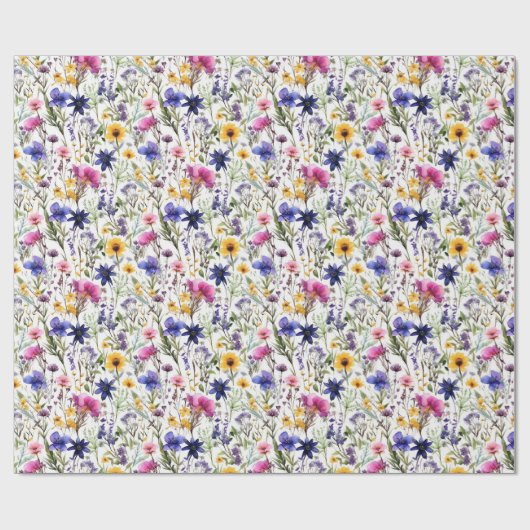 ワイルドフラワー 誕生日 シャワー ウェディング 水彩 ラッピングペーパー (フラット)