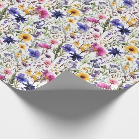 ワイルドフラワー 誕生日 シャワー ウェディング 水彩 ラッピングペーパー (角)