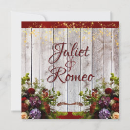 ワイルドフラワー、赤いリボンとライ結婚トの2 招待状