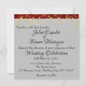 ワイルドフラワー、赤いリボンとライ結婚ト 招待状 (裏面)