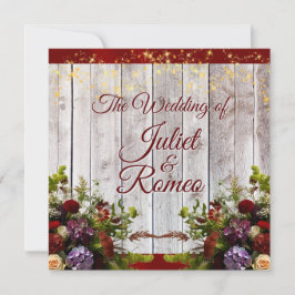 ワイルドフラワー、赤いリボンとライ結婚ト 招待状