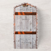 ワイルドフラワー、銅リボン、レース&ライト オールインワン招待状 (外側)