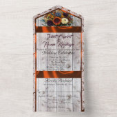 ワイルドフラワー、銅リボン、レース&ライト オールインワン招待状 (内側)